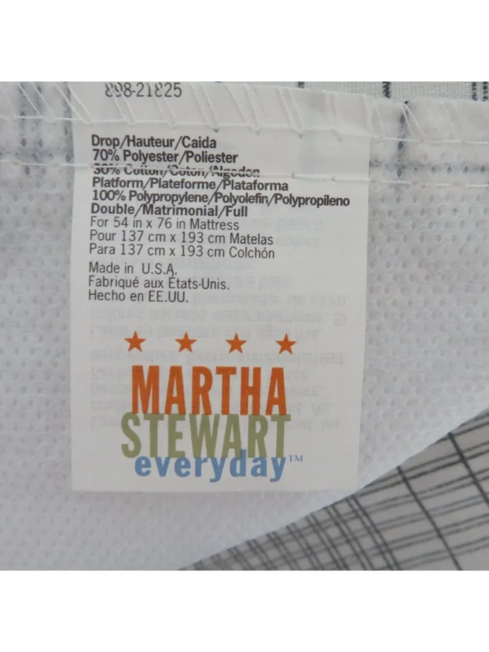 Vintage Martha Stewart Everyday Full Bed Skirt Black/White Plaid 12